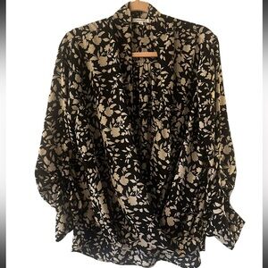 Pleione xl women’s blouse layering piece or plunging neck line 
gray black